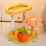 キャットタワー ミニ かわいい 低い シニア猫 ハンモック 猫タワー 猫爪研ぎ 麻紐 小型 小さめ 花 サボテン 省スペース 人気 おしゃれ 組立簡単 おもちゃ - ピンク 高さ59cm - 画像 (3)
