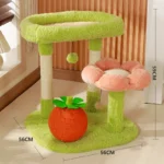キャットタワー ミニ かわいい 低い シニア猫 ハンモック 猫タワー 猫爪研ぎ 麻紐 小型 小さめ 花 サボテン 省スペース 人気 おしゃれ 組立簡単 おもちゃ - ピンク 高さ59cm - 画像 (2)