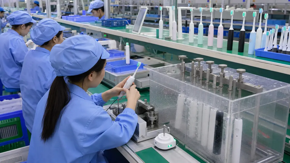 中国電動歯ブラシOEM代行の工場・品質検査風景