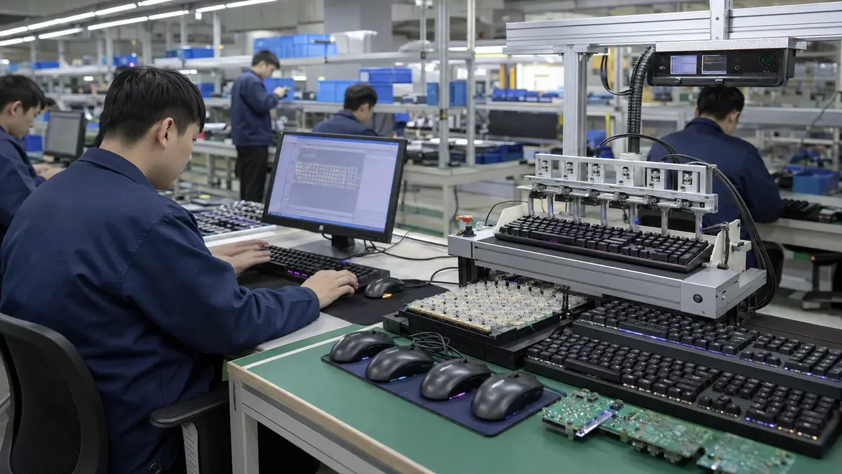 中国ゲーミングキーボード・マウスOEMの工場・品質検査風景